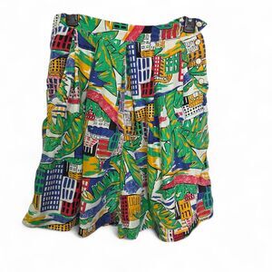 Vintage Pacific Silk Studio Abstract City Print 100% Silk Shorts Size Medium